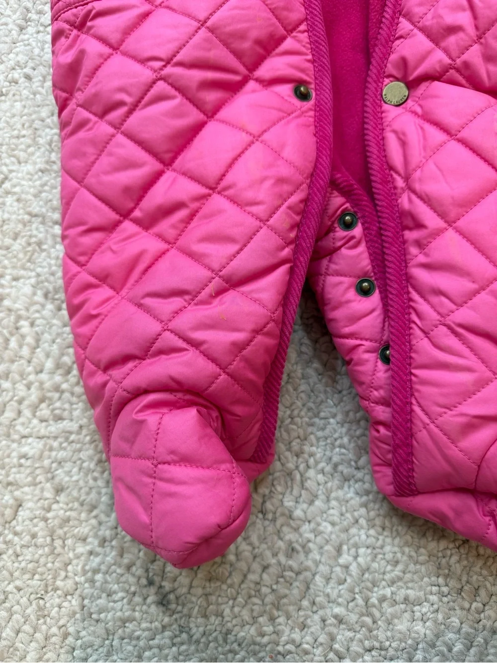 Ralph Lauren Pink Quilted Hooded Footed One-Piece Snowsuit for Baby 6M